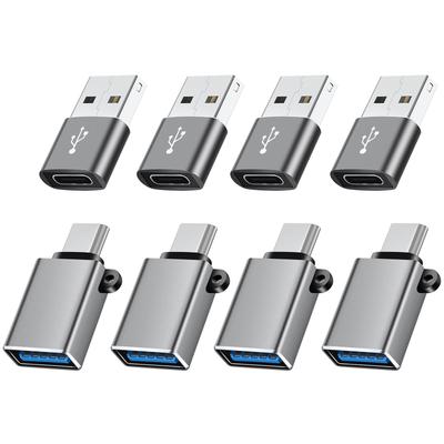 USB Typ C Adapter 8er-Pack, USB auf USB C Adapter, USBC Typ A Stecker Buchse OTG Konverter Adapter, Ladekabelanschluss
