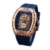 New Colored Diamond Skull Quartz Watch Spot Wholesale Fashion Business Diamond-encrusted Silicone Watch Men