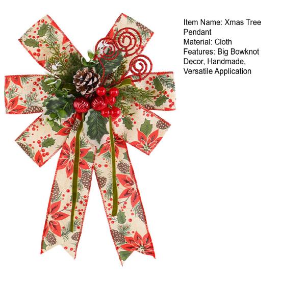 Christmas Tree Pendant Bow Large Champagne Christmas Wreath Bow Stunning Gift Bow Knot Wedding Mother Day Decoration