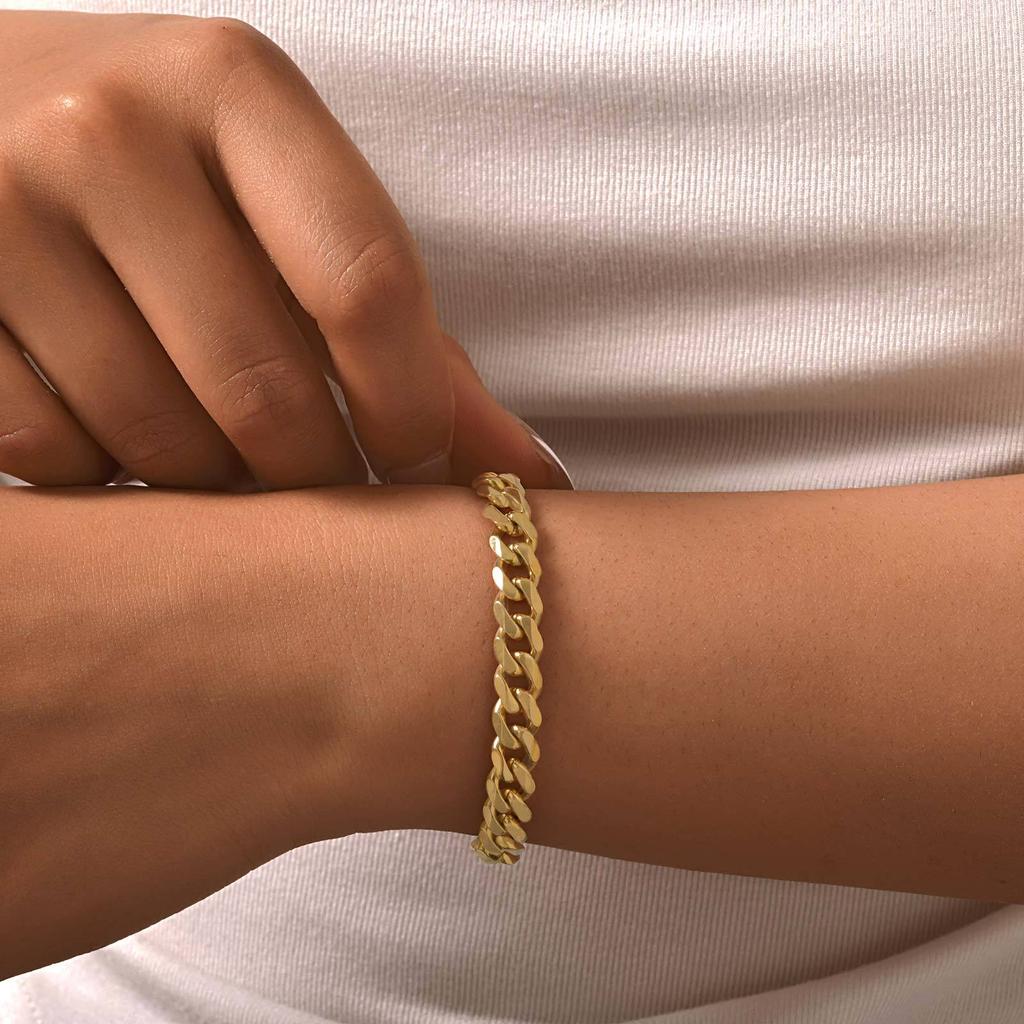 Fashion Stainless Steel Four-Sided Grinding Gold Bracelet Ladies 1093