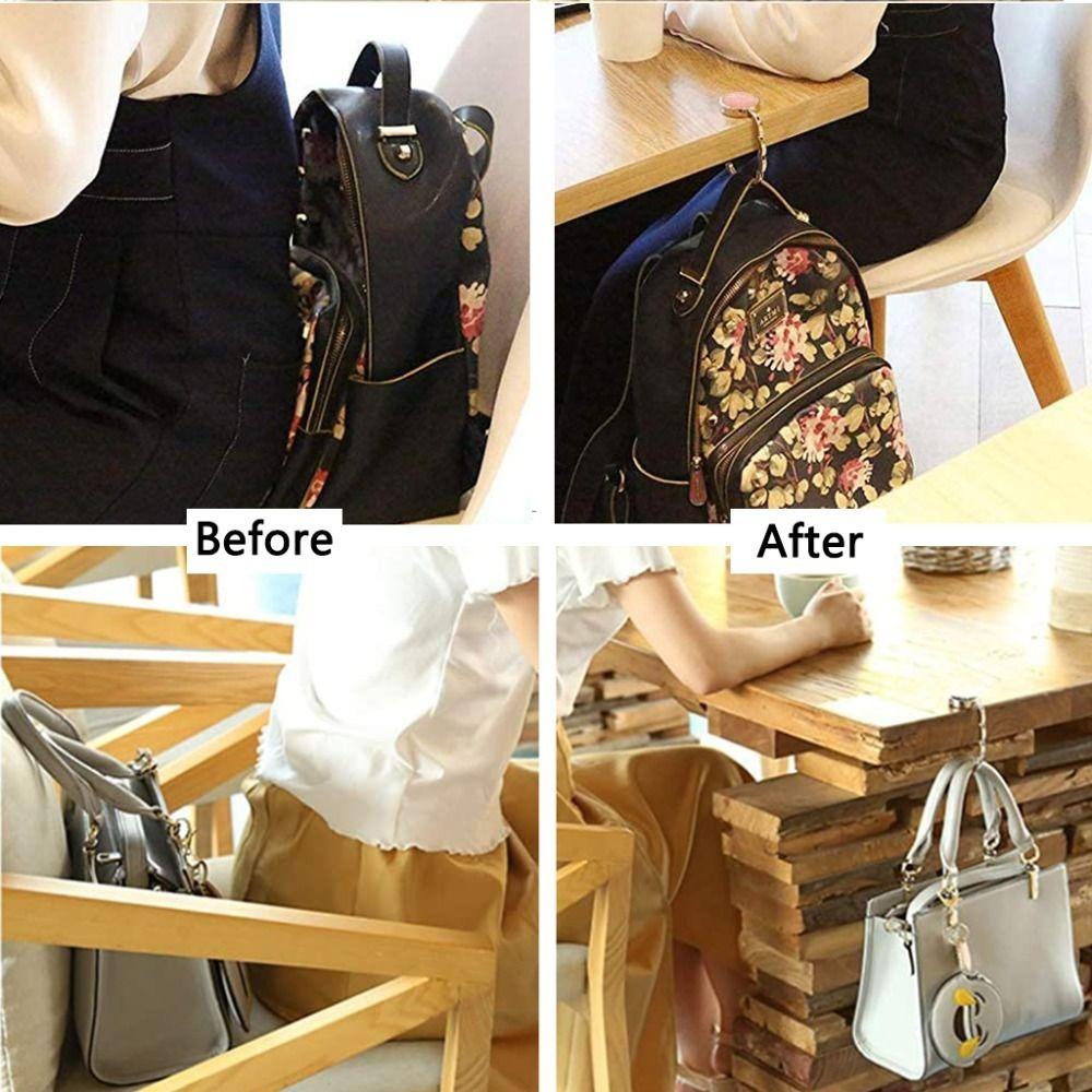 Fashion Foldable Handbag Hook Portable Creative Briefcase Hanger Durable Marble Pattern Table Hanger Girls Gift