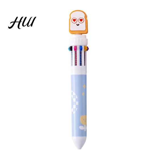 Cute Style Writing Tool Fast Food Themed 10-Color Ballpoint Pen French Fries Burger Cheese Pattern Topper Designs Multi-Color for Journaling And Notes