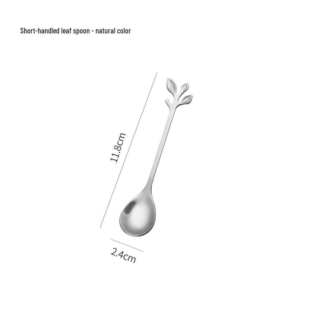 Set di Cucchiaio e Forchetta a Foglia in Acciaio Inossidabile - Miele, Mescolino, Cucchiaino da Caffè - Sacchetto Regalo per Matrimoni