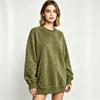 Women's Casual Pullover Top with Loose Fit, Drop Shoulder, Long Sleeves and Curved Seam
