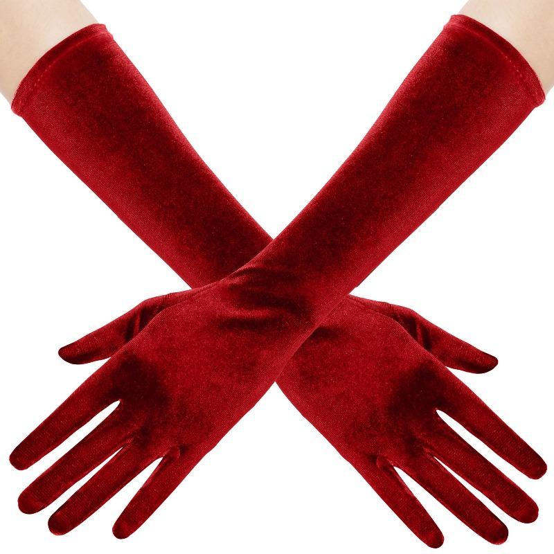 Mary Y 35611 black velvet gloves long velvet gloves красный