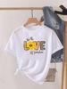 Cute Love Letter Heart Print T Shirt Women Love You Letter Graphic Short Sleeve Casual Summer Aesthetic Valentines Daily Tee