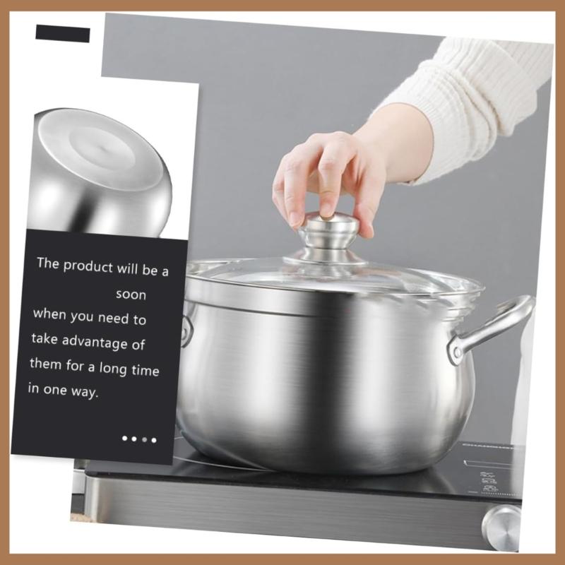 Stainless Steels Pot Milk Pan Cooking Saucepan Induction Base Soup Pot With Glass Lid Stockpot Kitchen Tool Enduring