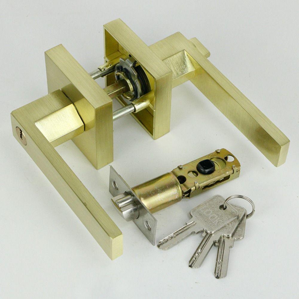 Internal Door Door Handle Lock with Lock Bathroom Bedroom Door Door Lever Lock Cylinder/Latch Aluminum Alloy