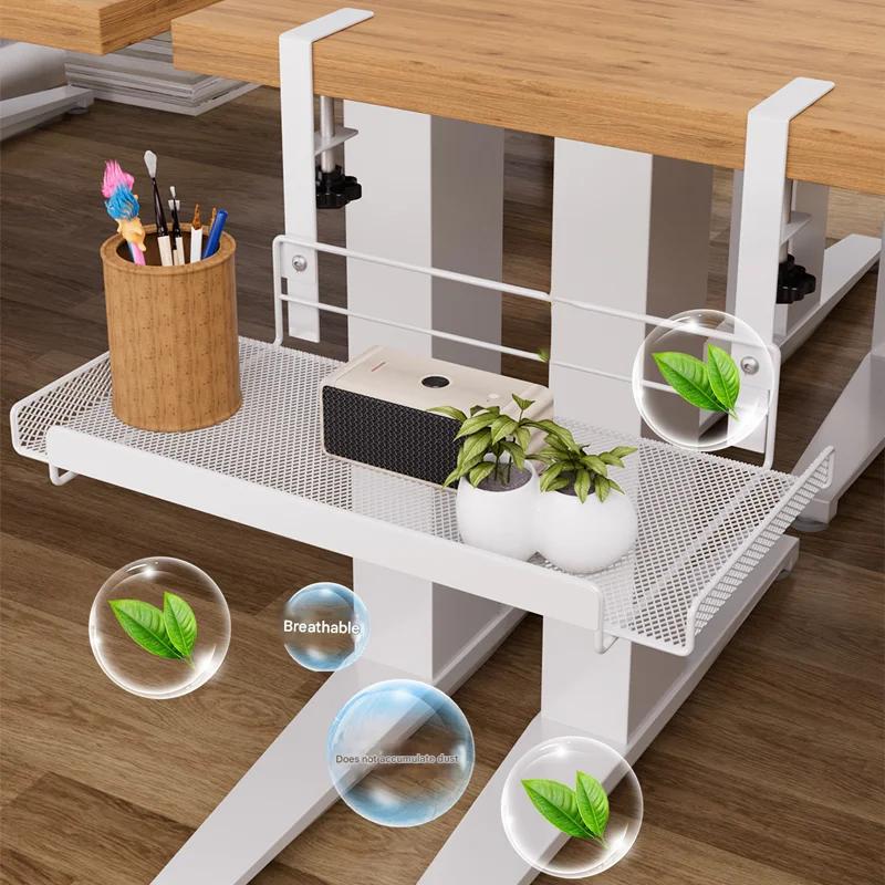 Under Desk Cable Management Rack Metal Storage Organizer Sturdy Durable Office Supplies Holder High Load-Bearing No Drill Setup
