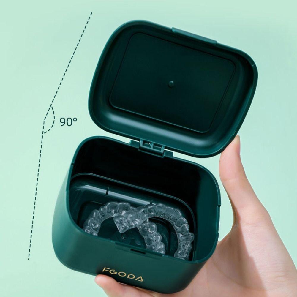 Reise-Doppelschicht-Zahnspangenbox Tragbare Mini-Kieferorthopädie-Retainer-Box Ablaufloch Zahnprothesen-Aufbewahrungsbox