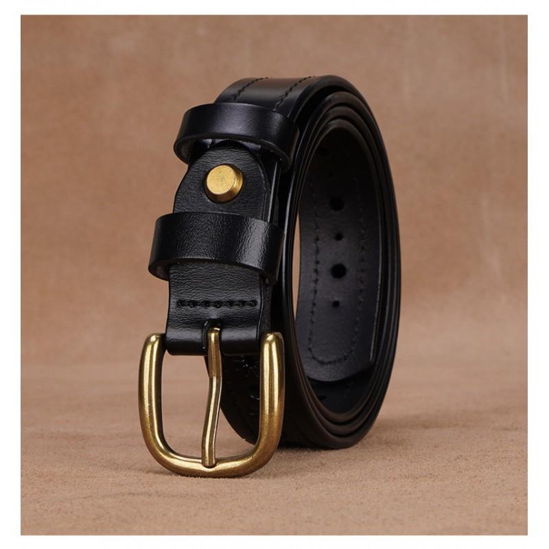 Womens Genuine Leather Belt With Hollow Cut Design Slim Waistband Casual Office Jeans Outfits Zinc Alloy Pin Buckle