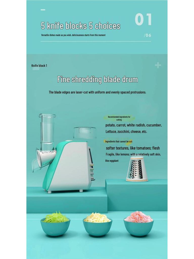 Multifunctional Electric Vegetable Cutter: Slicer, Shredder, Peeler, Grater for Kitchen Use