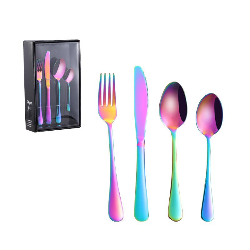 Hot Sale 20PCS Stainless Steel Tableware Steak Knives and Forks Set Gold Color Knives, Forks and Spoons Gift Set