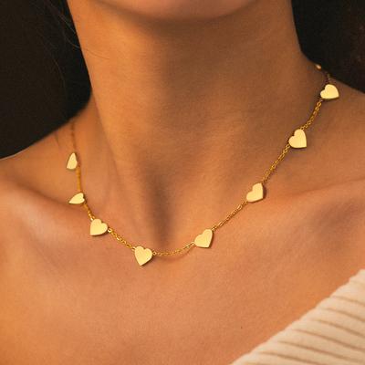Stainless Steel Necklaces Romantic Hearts Choker Chain Temperament Elegant Kpop Exquisite Fashion Necklace For Women Zircon