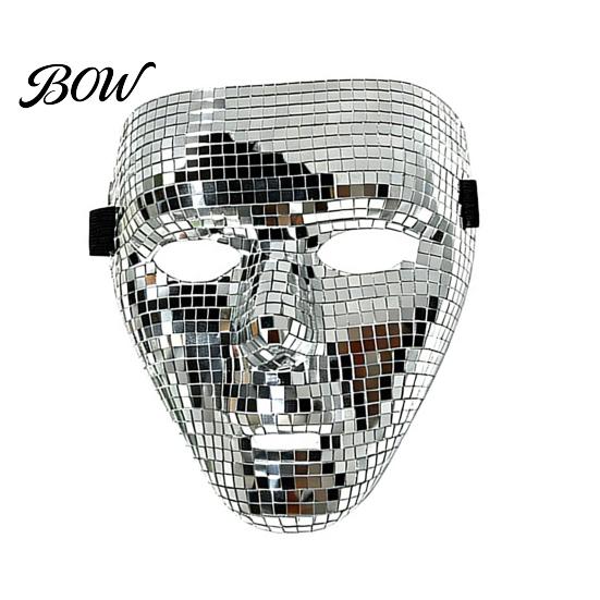 Shiny Mirror Effect Mask Halloween Disco Ball Mask, Breathable Mosaic Masquerade, High Visibility Glitter Party Costume for Dance Performance,