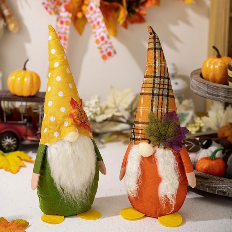 4pcs Thanksgiving Tabletop Gnomes Figurines Thanksgiving Celebration Gnomes Display Pieces for Office or Dorm Decoration