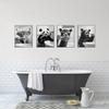 Black And White Cartoon Abstract Cute Animals Duck Hippo Panda Alpaca Brush Teeth Posters Canvas Prints Art Home Room Wall Decor