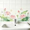 Fresh Lotus Flower Wall Decal No Residue Waterproof Peel & Stick Decor for Bathroom Sink Background Wall