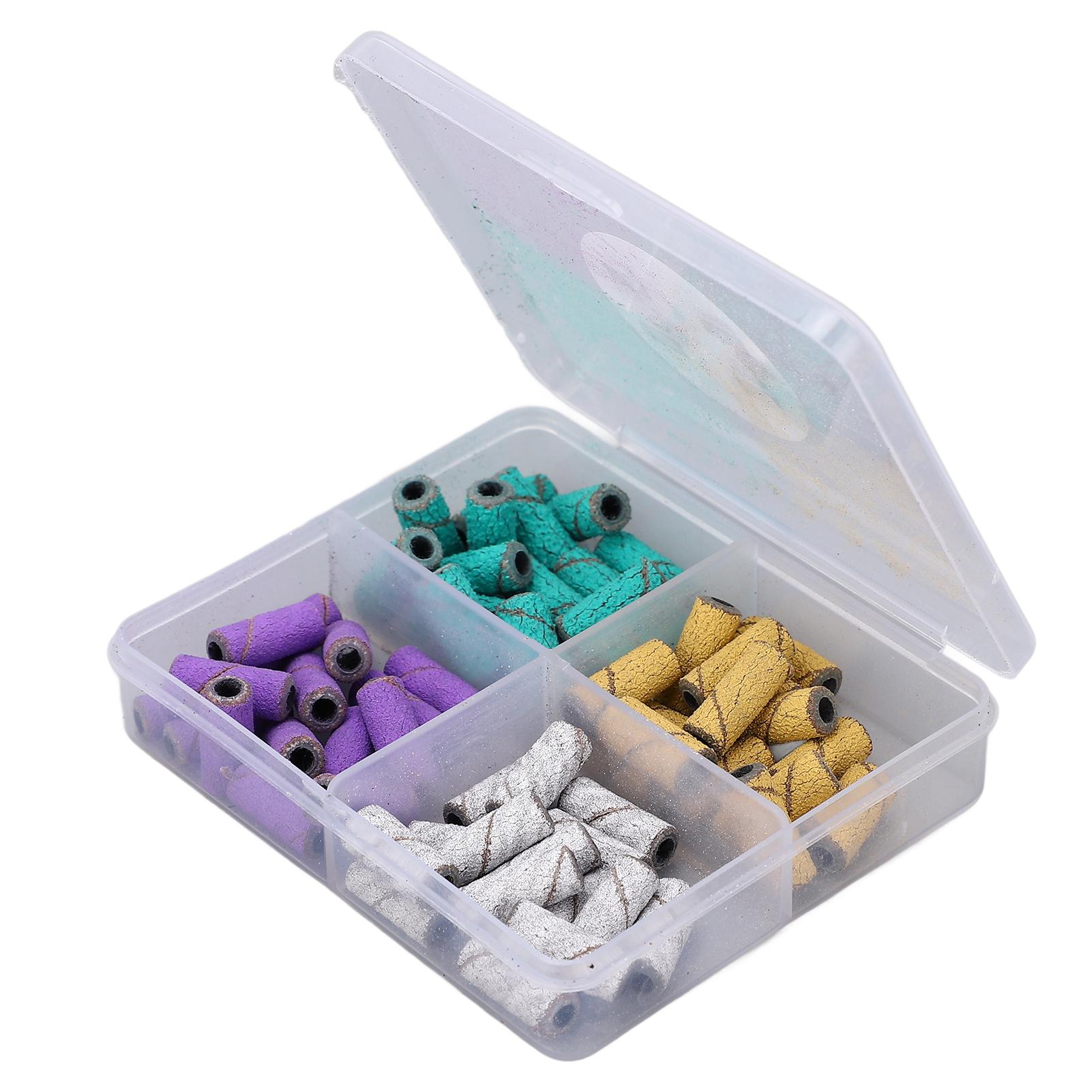 

60pcs Nail Sanding Bands with Mandrel Bit Manicures Tool Professional Nail Polishing Bands 80 120 180 240 Grit