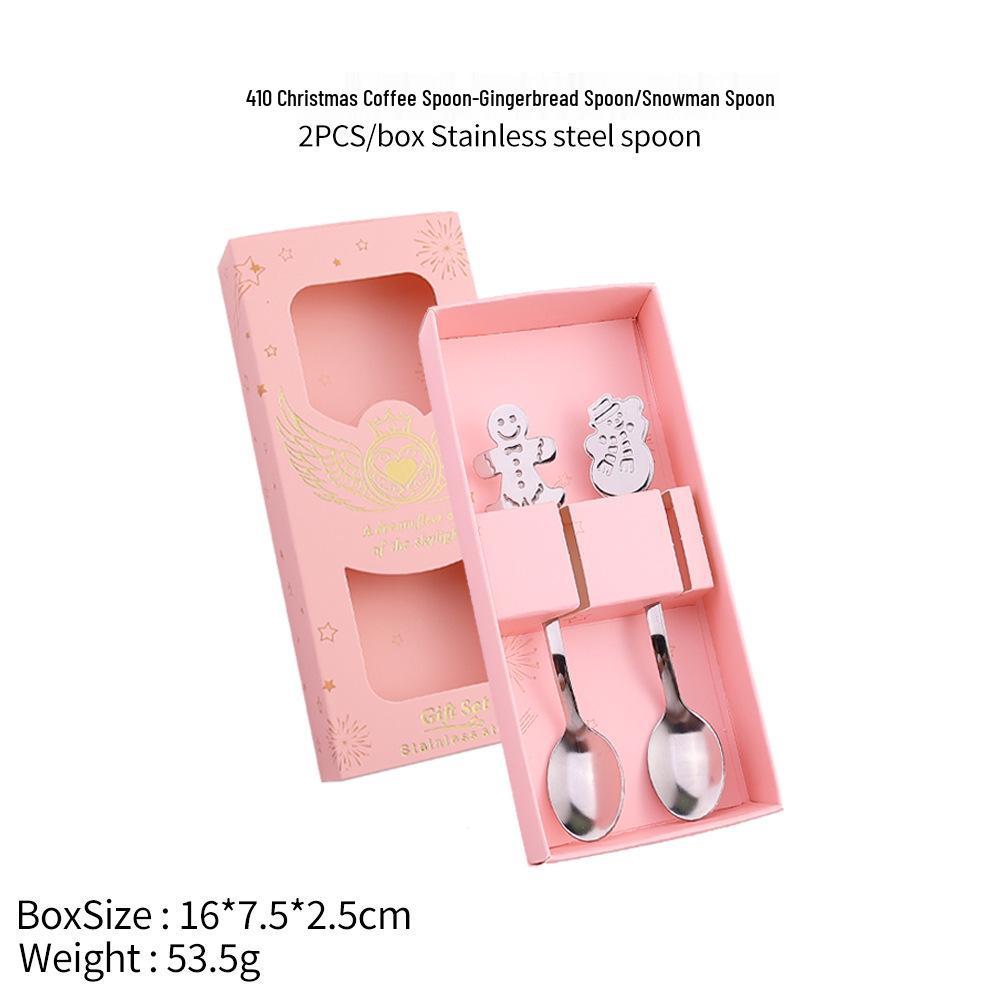 Stainless Steel Christmas Cartoon Coffee & Dessert Stirring Spoon: Snowman & Star Design