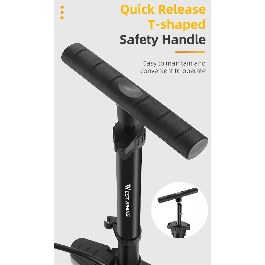 WEST BIKING 230 PSI High Pressure Bicycle Pump Foldable Lightweight MTB Road Bike Pump Aluminum Alloy Tire Inflator Cycling Tool
