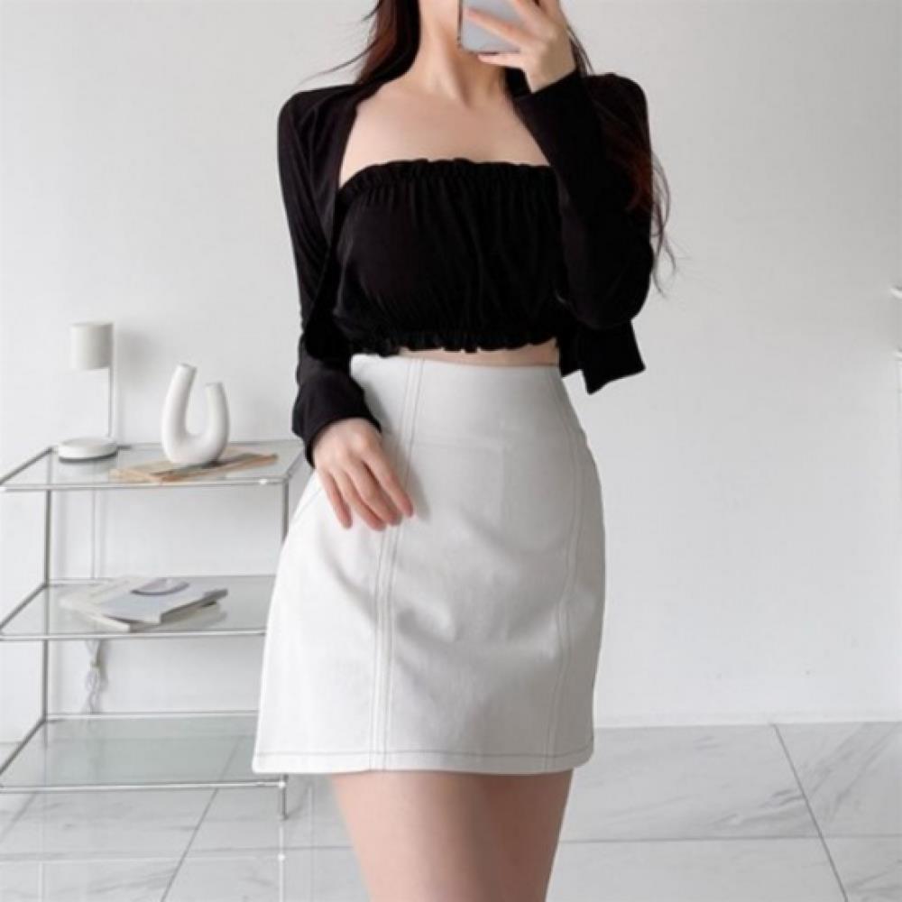 New Arrivals Open Run Women Cotton Stitch Denim Mini Skirt