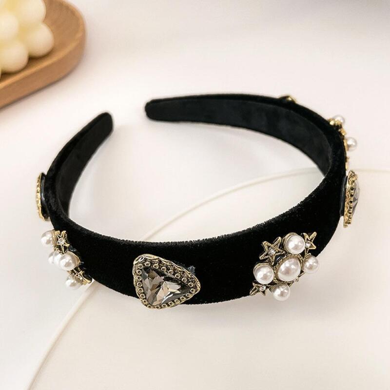 Women's King Gold Cubic Cross Velvet Headband