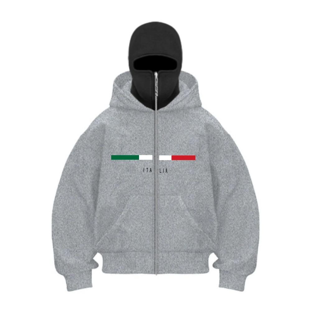 Ski Mask Men's Zipper Hooded Sweatshirt Winter Warm Casual Sweatshirt Y2K Hooded Mask Zipper Design Sports Jacket Outdoor Activities