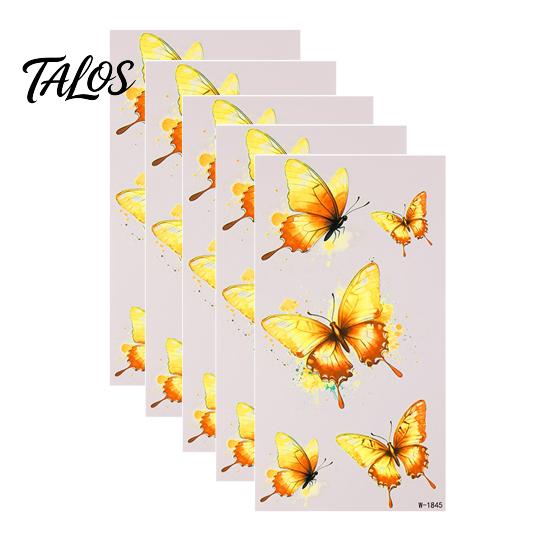 Talos 5 Sheets Butterfly Tattoo Stickers, Waterproof Temporary Flower Tattoos, Colorful Face Body Tattoos for Parties Night Club Music Festival