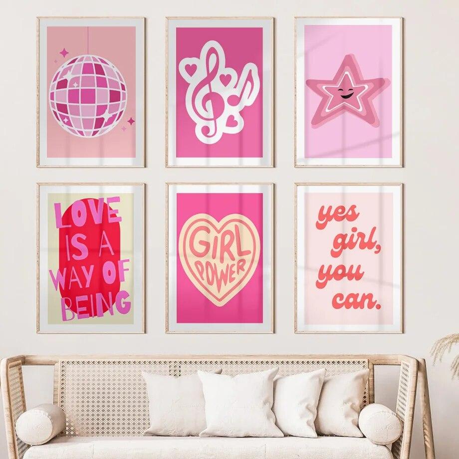 

Poster Printing Pink Vintage Abstract Wall Art Painting Picture for Dorm Home