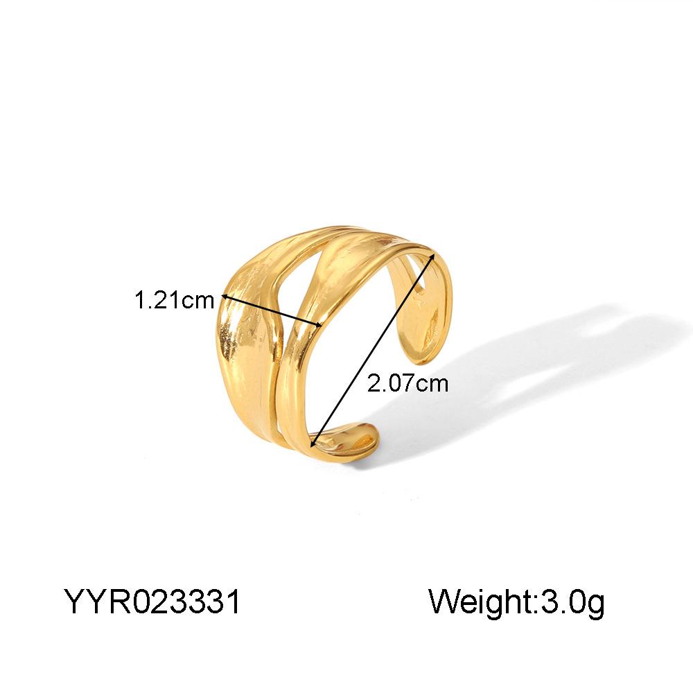 Gold Color Stainless Steel Openable Rings For Women Geometric Layered Figure Accessory