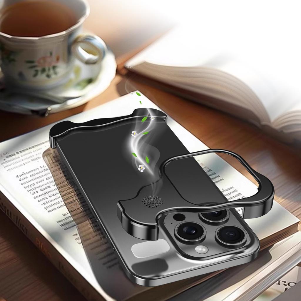 For iPhone 15 Pro Bumper Case Metal Aromatherapy Phone Cover Corner Protection