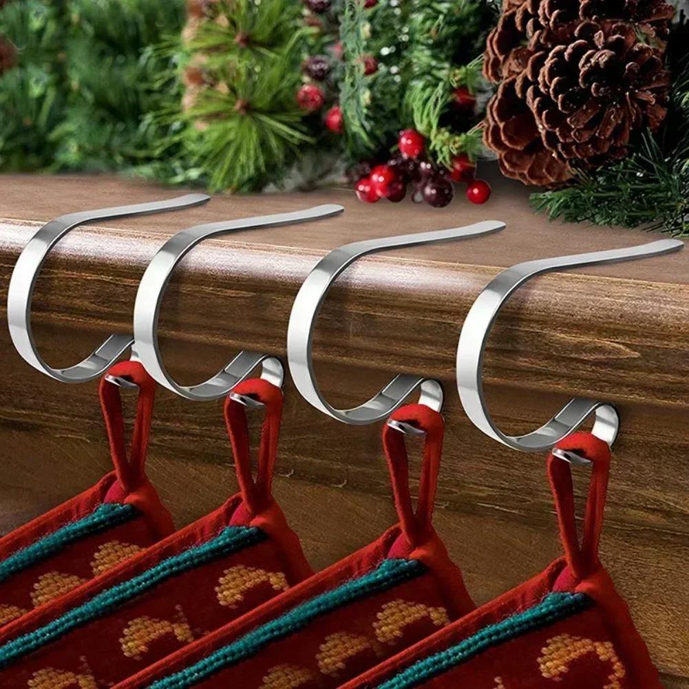 Metal Stocking Holders for Fireplace For Mantle Adjustable Fit Holds Heavy Stockings Scratch Installation No Tools Needed