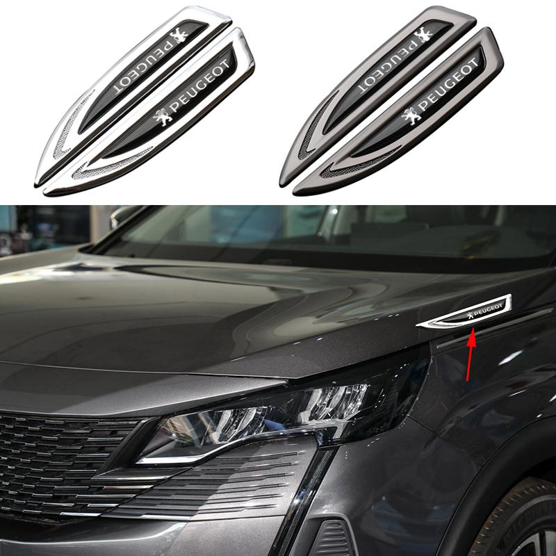 2pcs 3D metal Car Fender side logo Car door Rear Bumper tail door trunk Emblem sticker styling Accessories For Peugeot z8