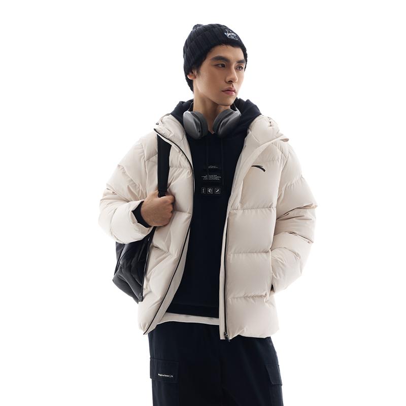 Anta Snow Shell Four Defense Technology White Duck Down Quick Warm Waterproof Windproof Oil Stain Resistant Warm Hooded Down Jacket 952447901-1