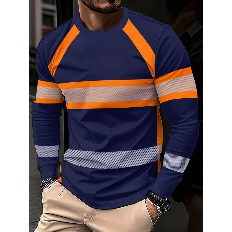 Men's 3D Printed Casual Spring and Autumn Casual Sports Round Neck Long-sleeved T-shirt