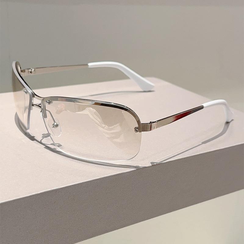 Vintage Rimless Sunglasses Women For Men Luxury Brand Designer Sun Glasses Punk Popular Sexy Ladies Metal Pink Eyeglasses