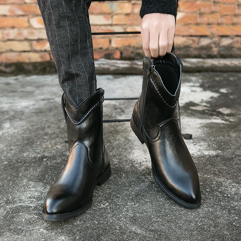 Pánské vysoké špičkové kovbojské boty západního stylu Cavalier Špičaté boty z pravé kůže