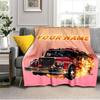1PC Custom Name Fire Truck Flames Art flannel blanket versatile,all-season throw suitable for the living room,bedroom,camping,travel,and gift