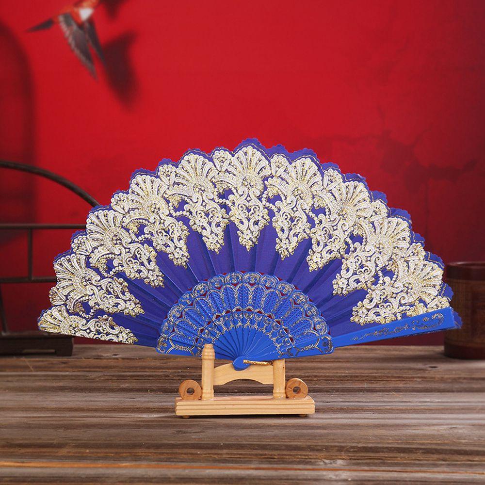 Folding Plastic Gold Powder Craft Hot Stamping Photo Prop Tool Hand Held Fan Folding Fan Dance Fan