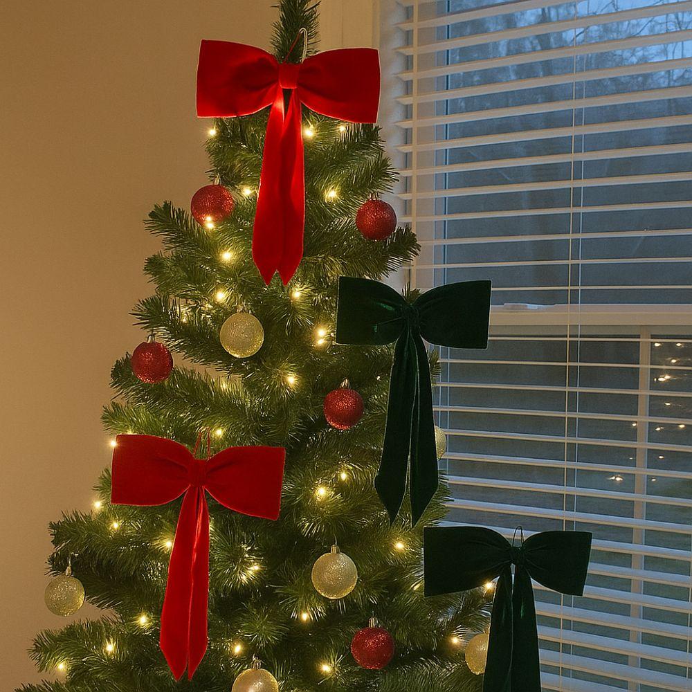 Soft Large Bow Decor Red Green Hanging Bowknot Christmas Bow Decoration  Christmas Party