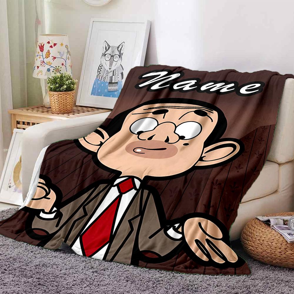 Customiz Name Personality Mr. Bean Blanket Soft &Warm Sofa Office Bed Travel Lunch Break Blanket, Gift Suitable All Seasons