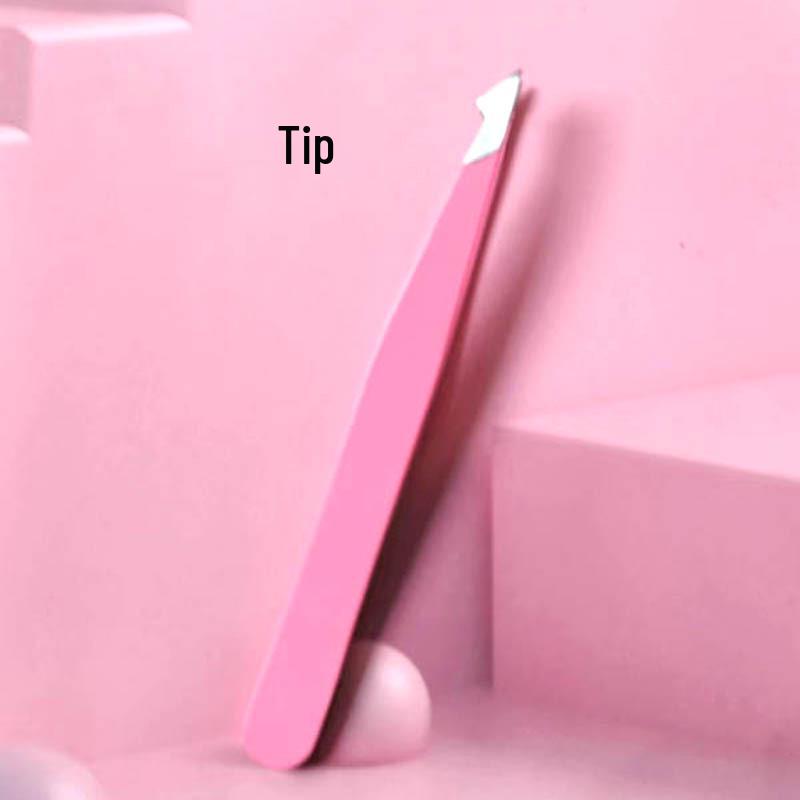 Pink Stainless Steel Tweezers: Eyebrow Shaping & Eyelash Curler Tool