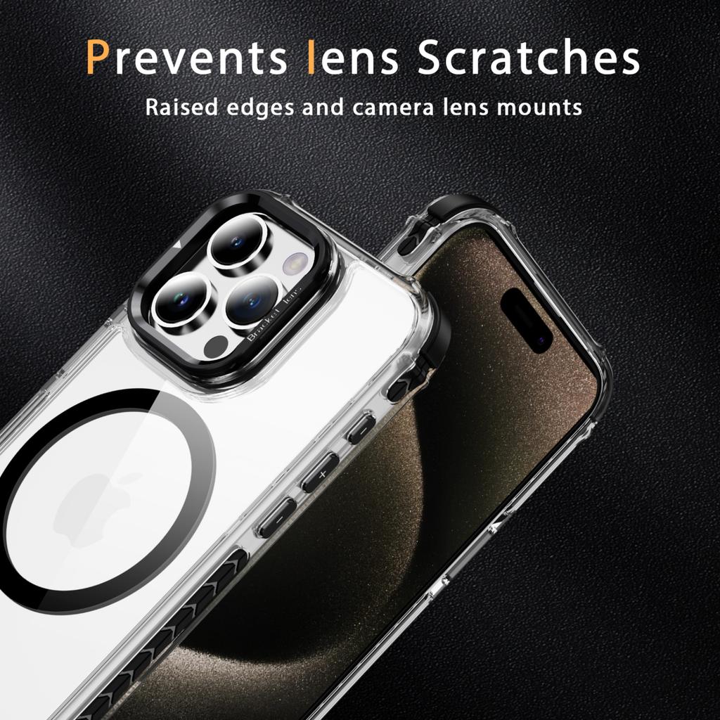 For iPhone 12 Pro Max Clear Phone Case with Lens Kickstand Cover Compatible with MagSafe