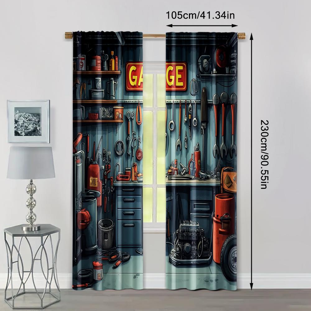 Set Of 2 Curtain Pattern Curtains Car Repair Polyester Without Rod Stuff Clearance Use Bedroom For Sleeping Area Made Machine Washable