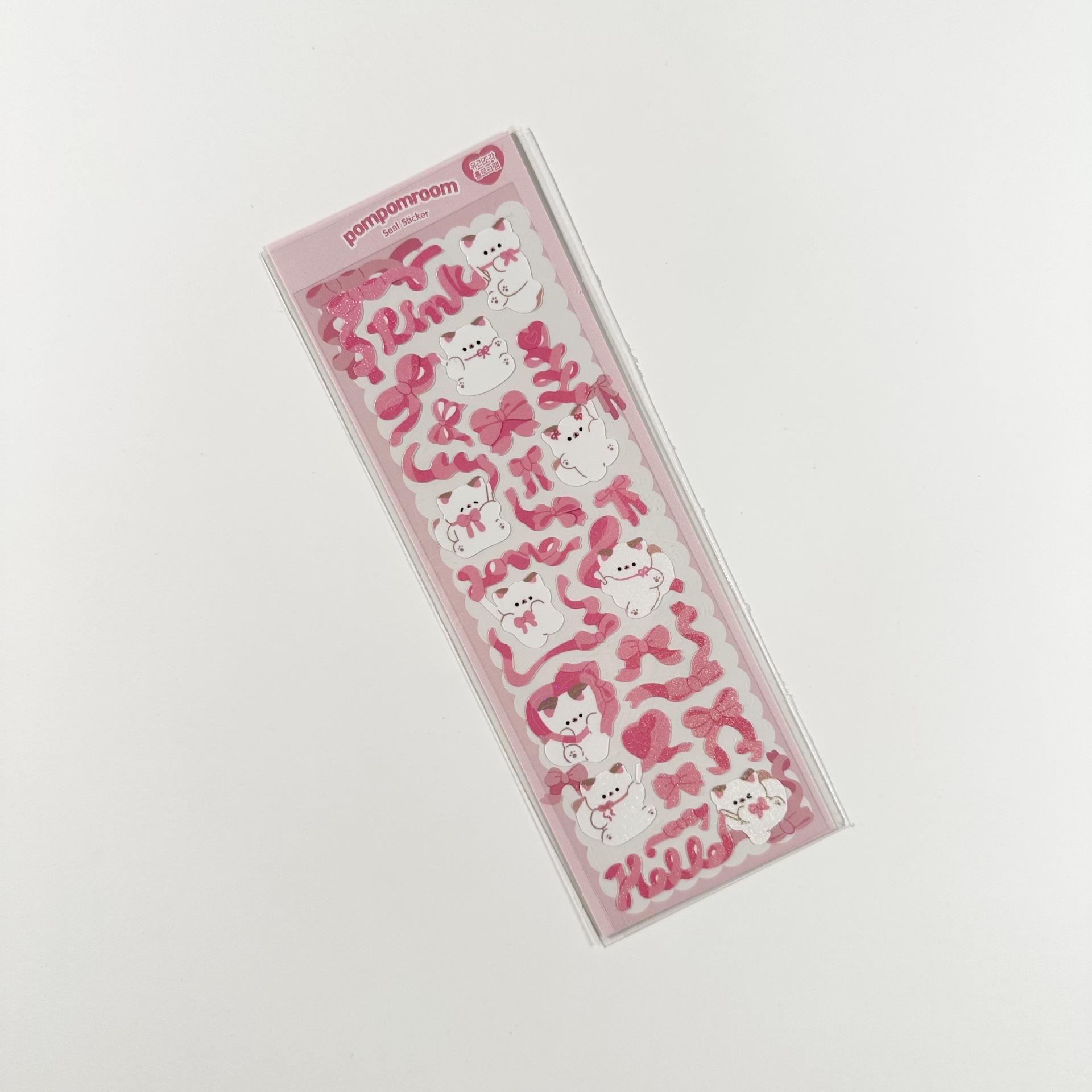 

Лазерна наклейка з мультфільмом Hallyu, миле кошеня, щеня, ведмідь, ягня, олень, квітка, наклейка на картку