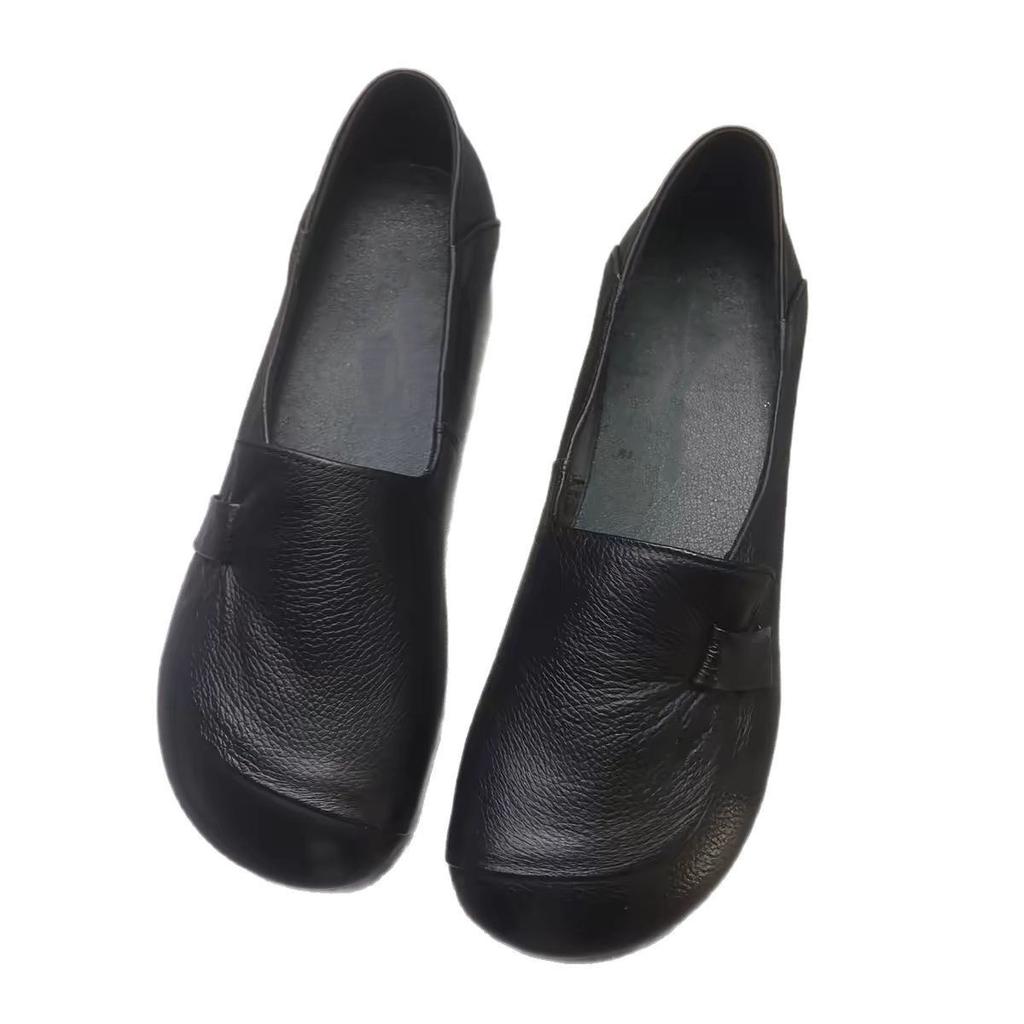 2025 nové dámské jednoboty z pravé měkké kůže, měkká podrážka, měkká kůže, pohodlné, všestranné, ploché boty pro střední věk a starší, boty pro matky