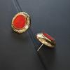 French retro enamel glaze stud earrings copper plated real gold earrings women's antique light luxury earrings