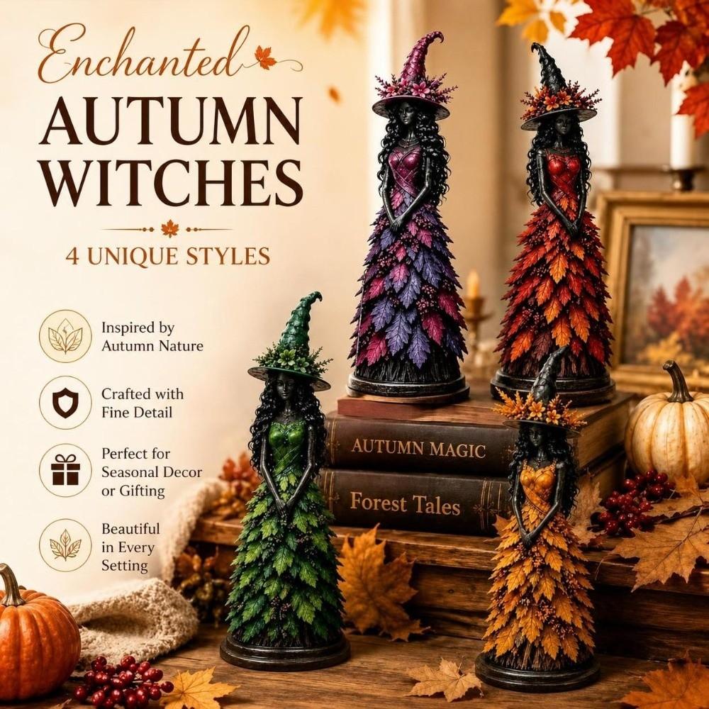 Resin Material Autumn Witch Figurine Desktop Decoration Witch Shelf Decoration  Mantel Display