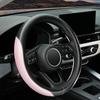 Soft Cute Light Pink Microfiber Leather Anti-Slip Steering Wheel Cover, Universal 15 Inch For Women Girls, Fit Vehicles, Sedans, SUVs, Vans, Trucks